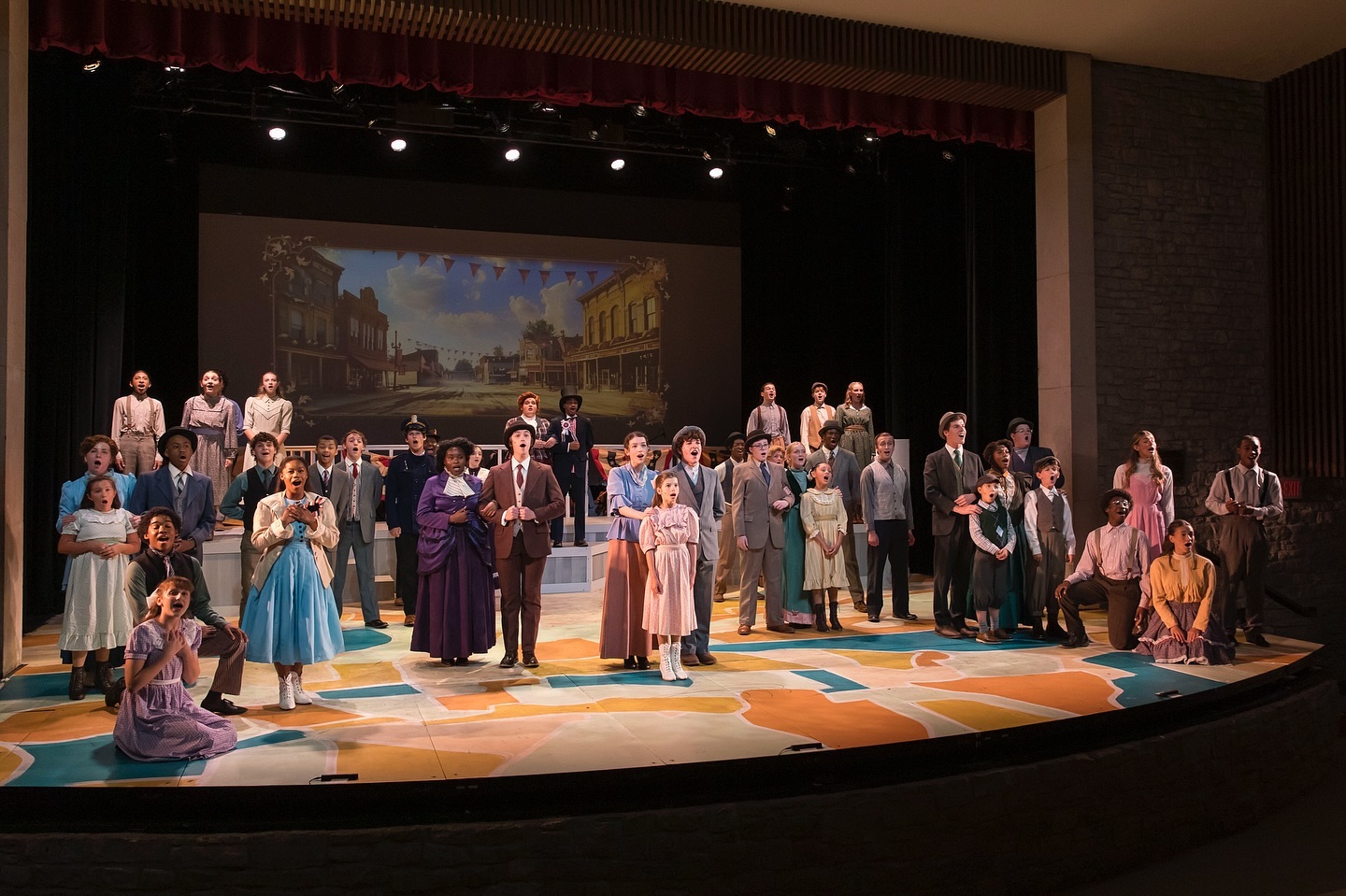 The cast in Summer Stock Stage's 2024 production of The Music Man. Photo by Zach Rosing.